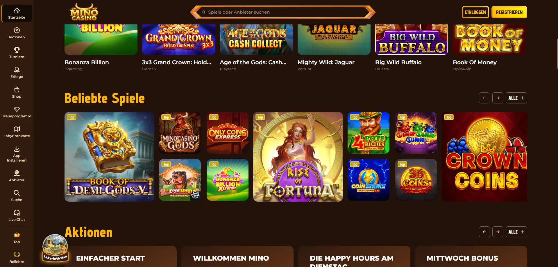 Mino Casino Spielbibliothek Slots und Tischspiele &Ouml;sterreich